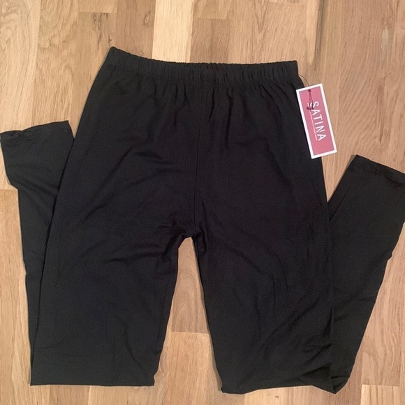 NWT SATINA Full Length Black Leggings Women’s OS - Picture 2 of 8
